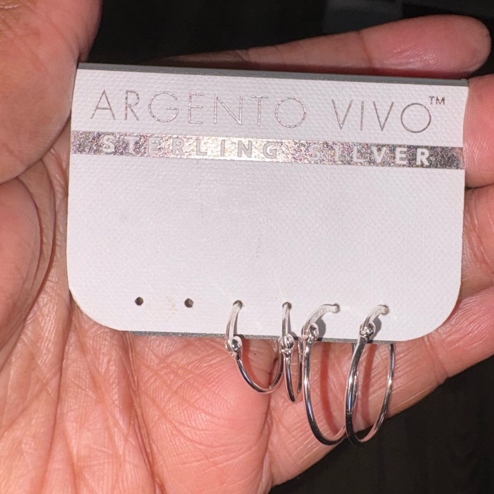 Argento Vivo Silver Hoop Earring Set - Two Pairs